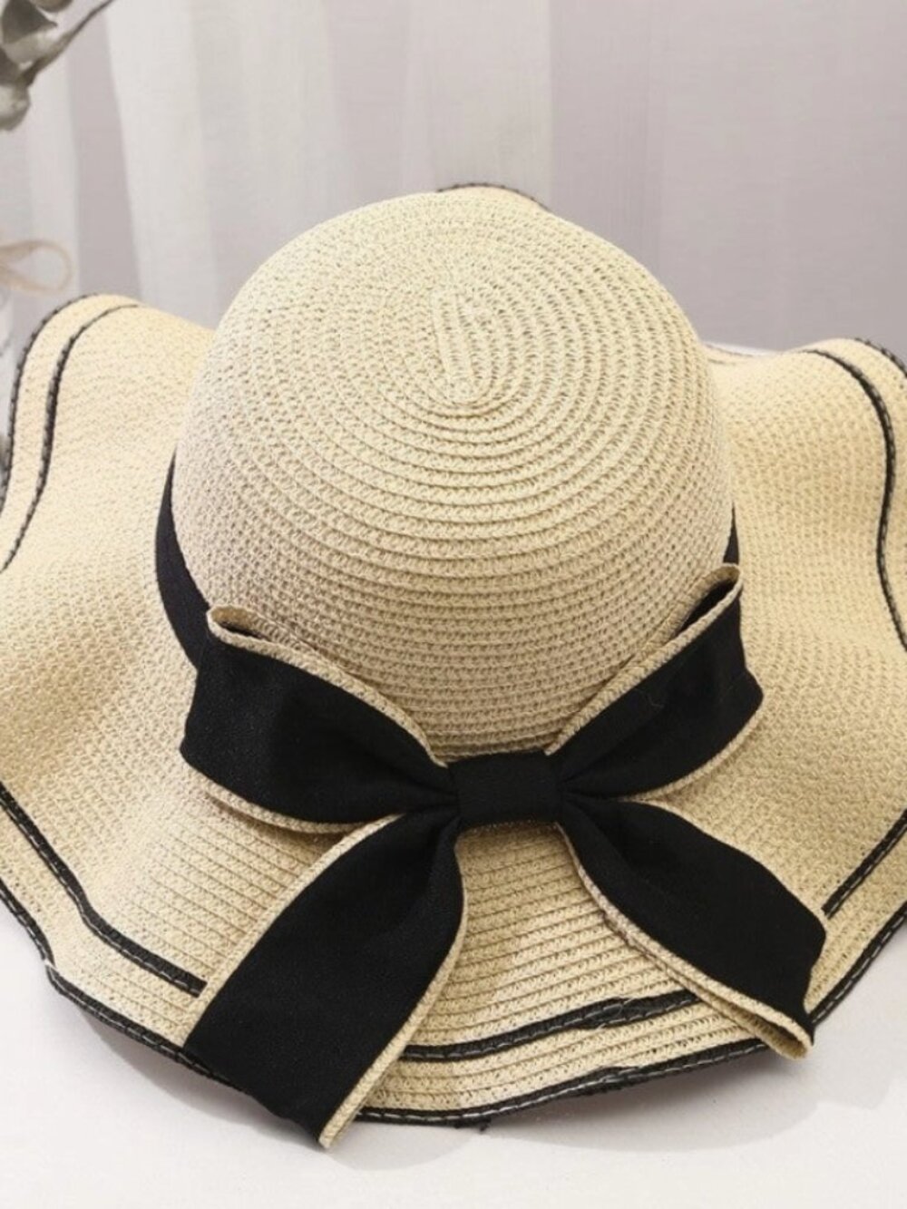 Straw Hat with Coordinating Bow